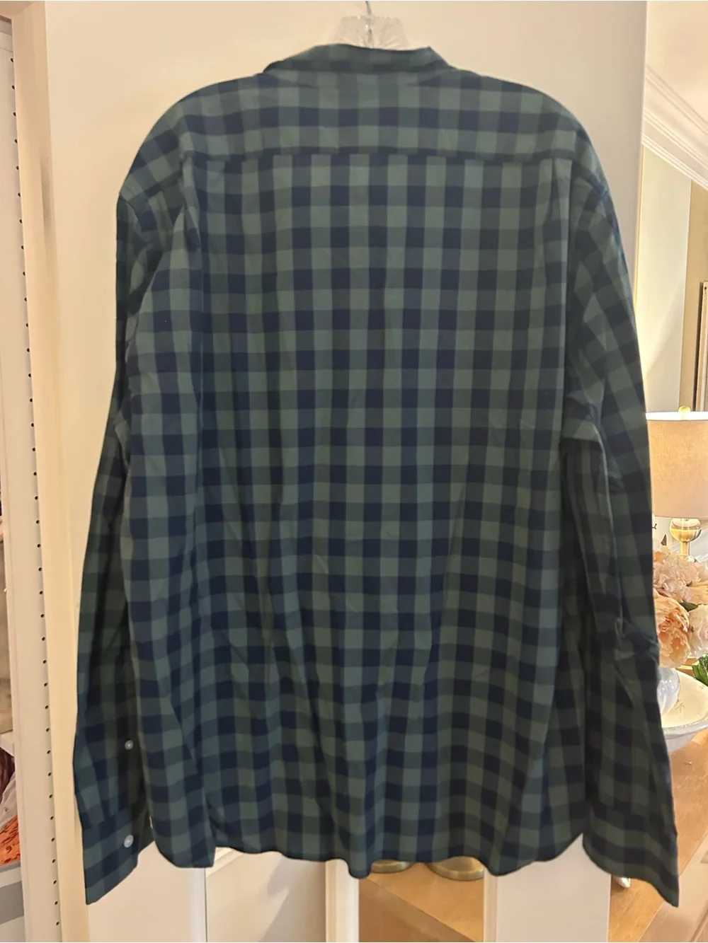 J. Crew Men's Green and Navy Plaid Button-Down Shirt